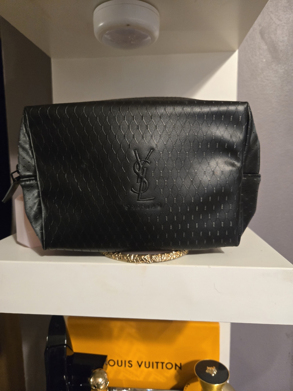 Saint Laurent Black Quilted Leather Toiletry Pouch